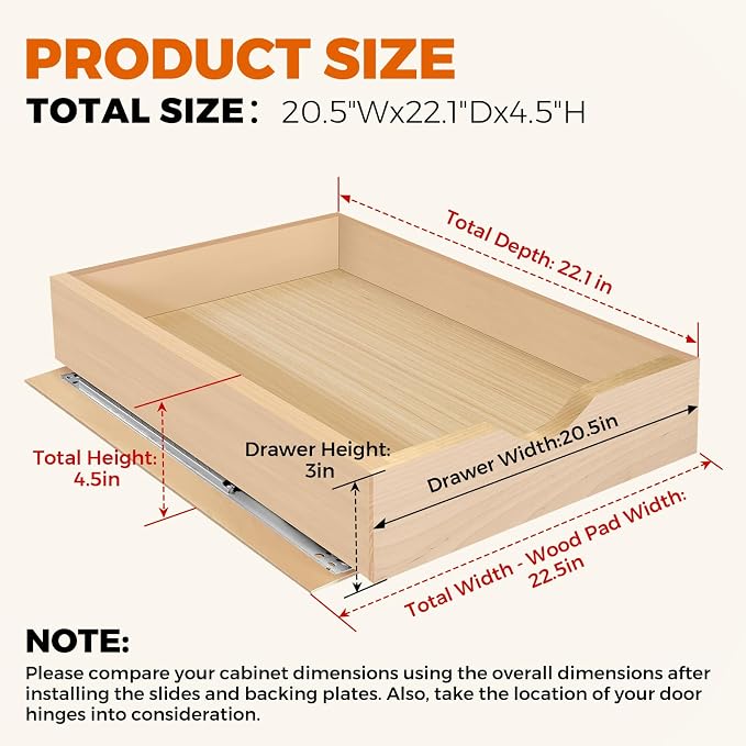 Pull Out Drawers for Cabinet Wood 21.5" Wx23 D Slide Out Organizer - Image 2