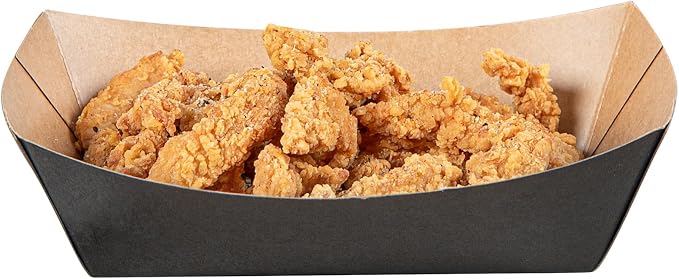 Restaurantware Black Paper lb Food Tray Boat, 7.1 x 5.7 in, 50 Pack - Image 9
