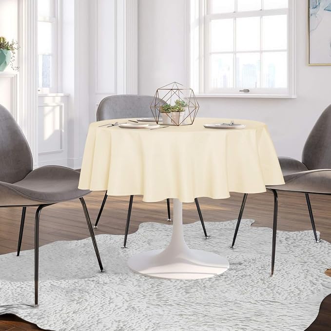 sancua Round Tablecloth 48 Inch Fits 20-36 Inch Tables, Beige - Image 4