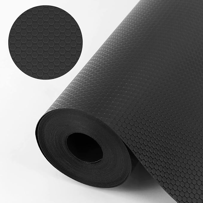 WochiTV Shelf Liner for Cabinets, Drawer 23.6 Inch x 20 Feet, Non Adhesive EVA Plastic Waterproof Protectors Mats for Kitchen, Pantry, Bathroom Closet, Cupboard, Black by WochiTV