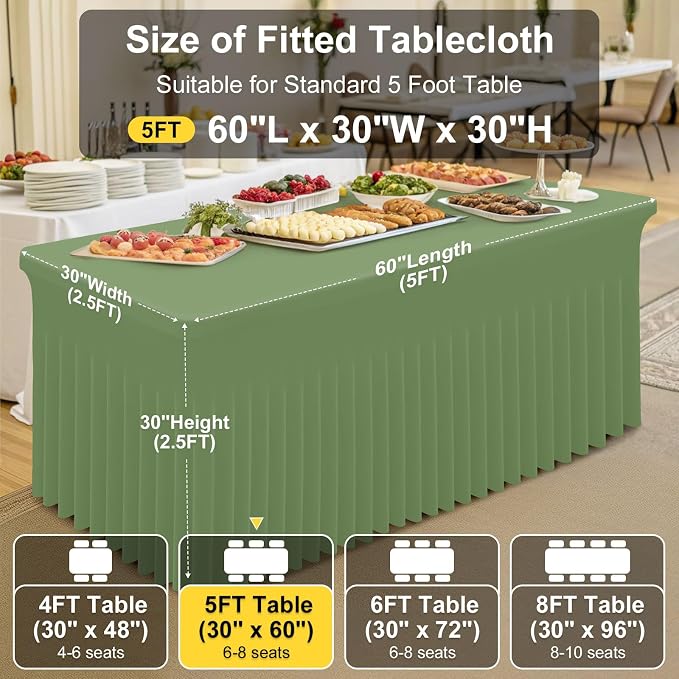 Smiry Spandex Elastic Fitted Table Cloth Skirt for 5FT Rectangle Table - Image 3