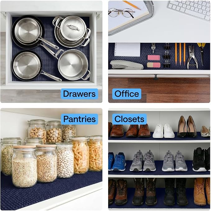 GORILLA GRIP powerGRIP Drawer Shelf and Cabinet Liner, 12" x30', Navy Blue - Image 9