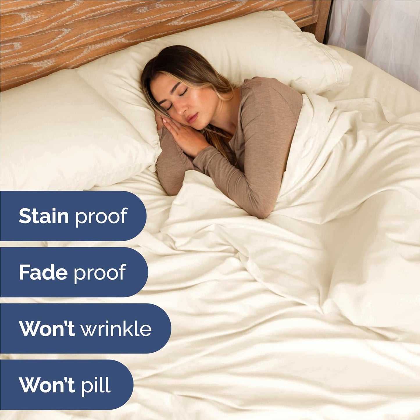 Twin XL Size 3 Piece Sheet Set - Comfy Breathable & Cooling Bed Sheets Set - Hotel Luxury Bedding for Women, Men, Kids, Teens, Boys & Girls - Deep Pockets, Soft, Wrinkle Free - Oeko-Tex - Off White