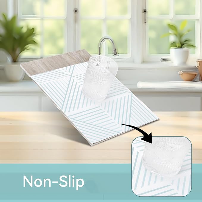 FIFTY FEET 12"x120" Non-Adhesive Shelf Liner for Kitchen Cabinets and Drawers, Washable Non-Slip PVC Cabinet Liner (White Modern)(1 Roll) - Image 2