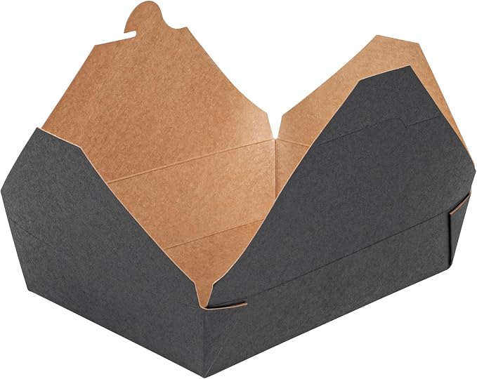 Restaurantware-Bio Tek 8.5 x 6.3 x 2 Inch Food Containers, 200 Durable Noodle Boxes - Disposable, Sustainable, Black Paper 49-Ounce Takeout Boxes, Rectangle, For Takeouts, Or Picnics - Image 11