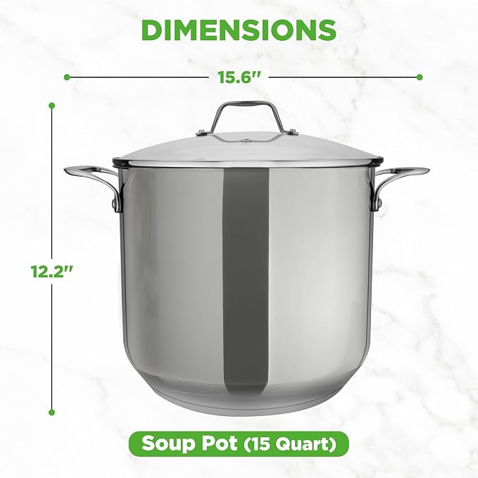NutriChef 15-Quart Stainless Steel Stock Pot with Tempered Glass Lid - Induction Compatible Large Stockpot, Ideal for Stews & Soups, Dishwasher Safe - NCSP16 - Image 7
