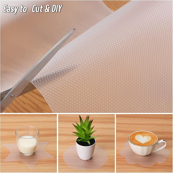 Anoak Shelf Liner, 12 Inches x 10(120.1 Inch) FT Non-Slip Cabinet Liner, Diamond Pattern Clear - Image 2