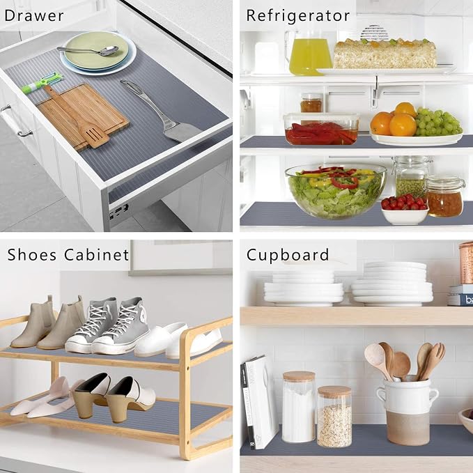 Anze Non Adhesive Shelf Liner for Kitchen Cabinets, Gray, 23.6 x 157.5 in - Image 6