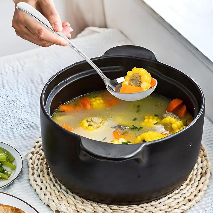 2 Pieces Slotted Spoon and Soup Ladle Stainless Steel Set, 20 cm Ladle Polished, Sauce Spoon, Slotted Spoon for Cooking, Stainless Steel, Dishwasher Safe, Ladle for Serving, Broth and Sauces - Image 4