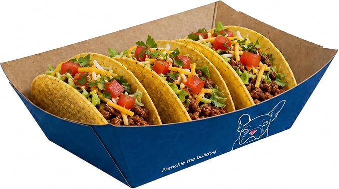 Restaurantware-Bio Tek 1/2 Pound Food Trays, 400 Disposable Paper Food Trays - Heavy-Duty, Greaseproof, Frenchie Paper Food Boats, For Snacks, Appetizers, Or Treats, Use At Parties Or Carnivals by Restaurantware