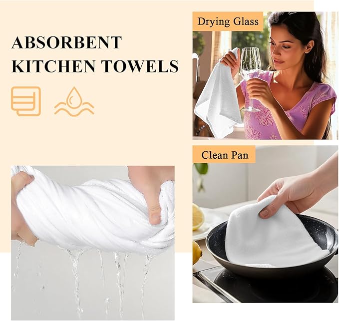 T&H XHome Kitchen Dish Towels 3 Pack-Super Absorbent Soft Microfiber,Mid-Century Modern Geometric Yellow Gray Pattern Cleaning Dishcloth Hand Towels Tea Towels for Kitchen Bathroom Bar - Image 4