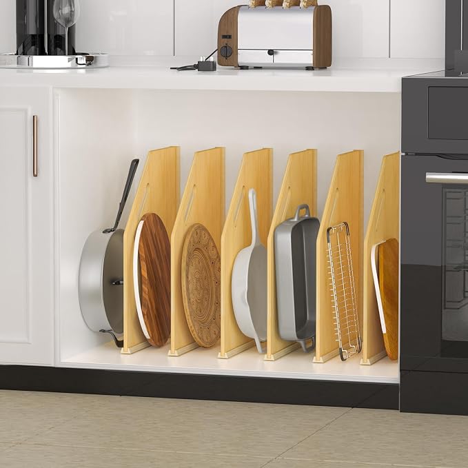 6 Pack Wood Tray Dividers Organizer For Kitchen Cabinet - Image 8