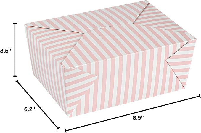 Restaurantware-Bio Tek 8.5 x 6.2 x 3.5 Inch Food Containers, 200 Durable Takeaway Boxes - Disposable, Striped, Pink And White Paper 98 Ounce Takeout Boxes, Rectangle, For Takeouts And Delivery - Image 17