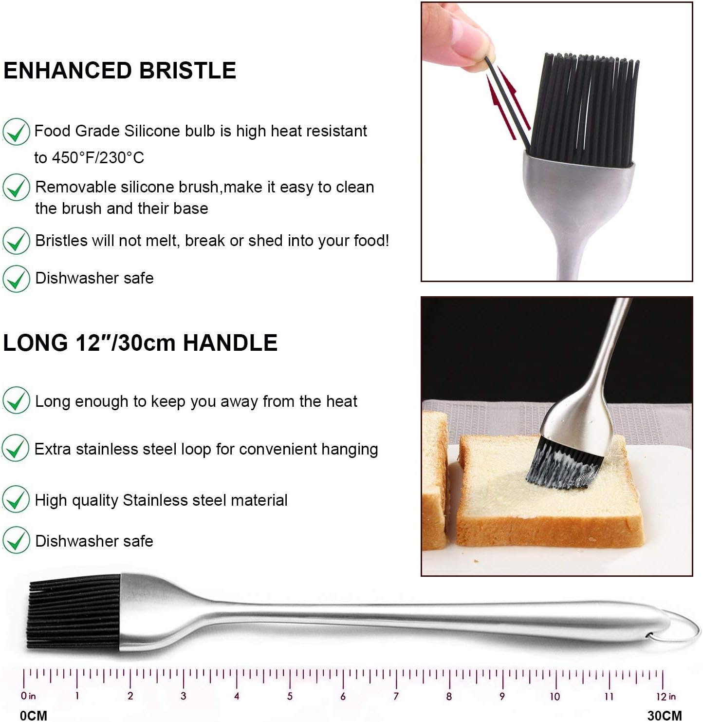 Kaycrown Stainless Steel Turkey Baster with BBQ/Grill Basting Brush, Commerical Grade Quality Silicone Bulb Including Flavor Needle and Cleaning Brush for Easy Clean Up