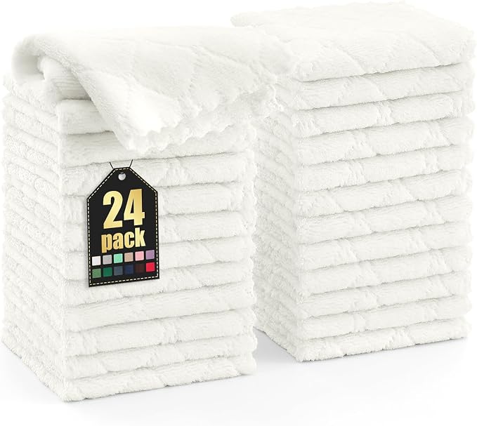 Homaxy 24 Pack Super Soft & Absorbent Dish Cloths, 10" x 10", White by Homaxy