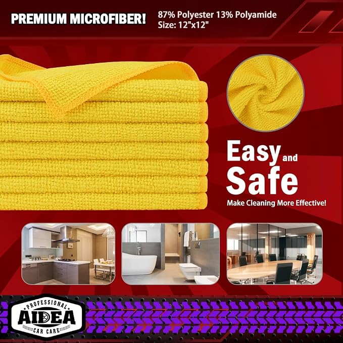 AIDEA Microfiber Cleaning Cloth-10PK, Microfiber Towels for Cars, 12"×12" - Image 6