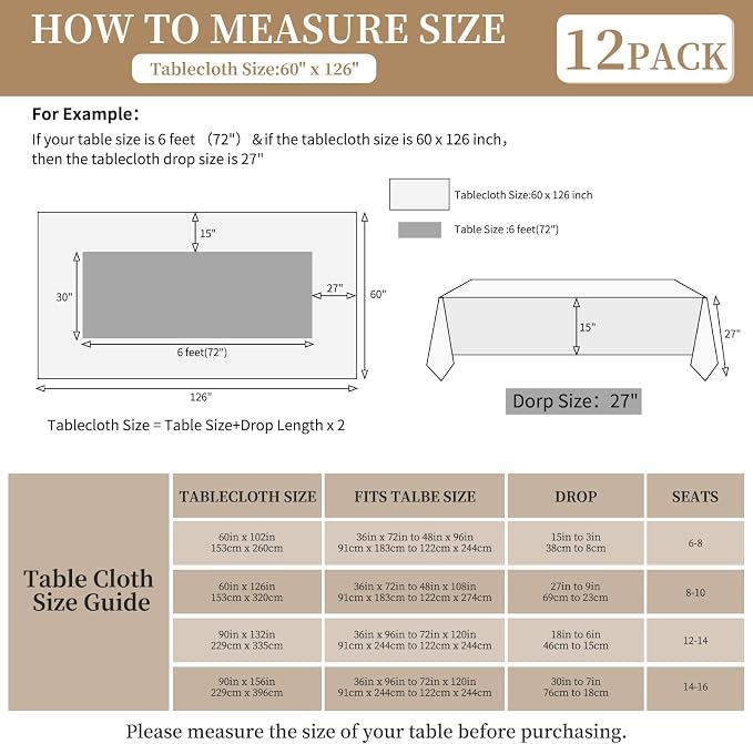 12 Pack Green Tablecloths for Rectangle Tables, 60 x 126 Inch - Image 3