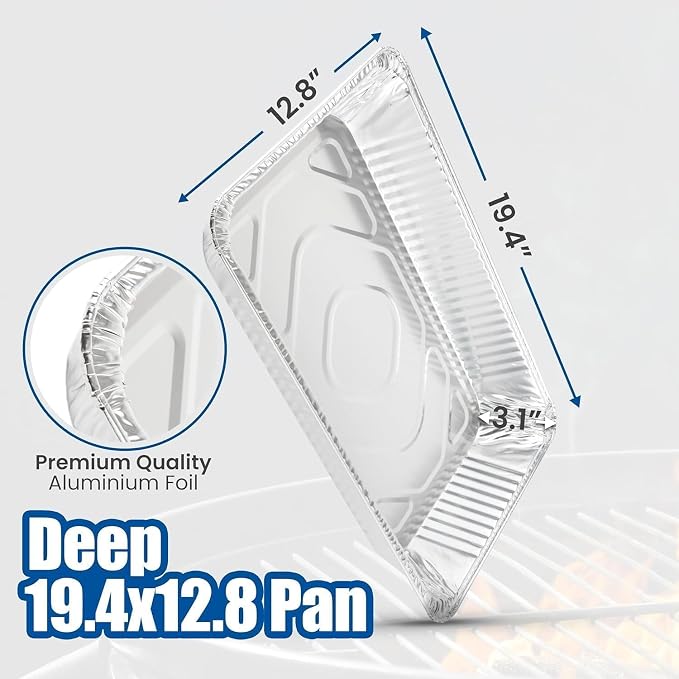Aluminum Pans With Lids, Large Full Size 21x13x3 Disposable Foil Pans, Heavy Duty Roasting, Baking, Broiling, Catering & Chafing Pans (10, Full-Size w/Lids) - Image 3