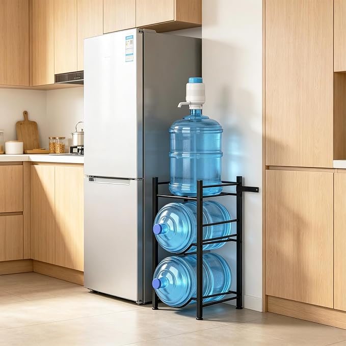 Small 5 Gallon Water Jug Holder, 3 Tier Water Jug Stand Holder 5 Gal Water Bottle Storage Rack Organizer for Kitchen, Office, Garage - Image 6