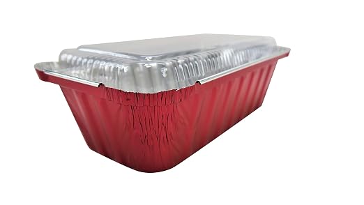 KitchenDance Disposable Aluminum Closable Loaf Pan with Plastic Lids, 2 Pounds, Red, 1850P by KitchenDance