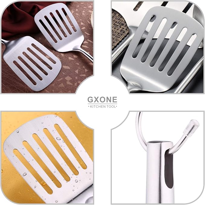 Slotted Turner & Spatula for Cast Iron Skillet Grilling Cooking - Image 4