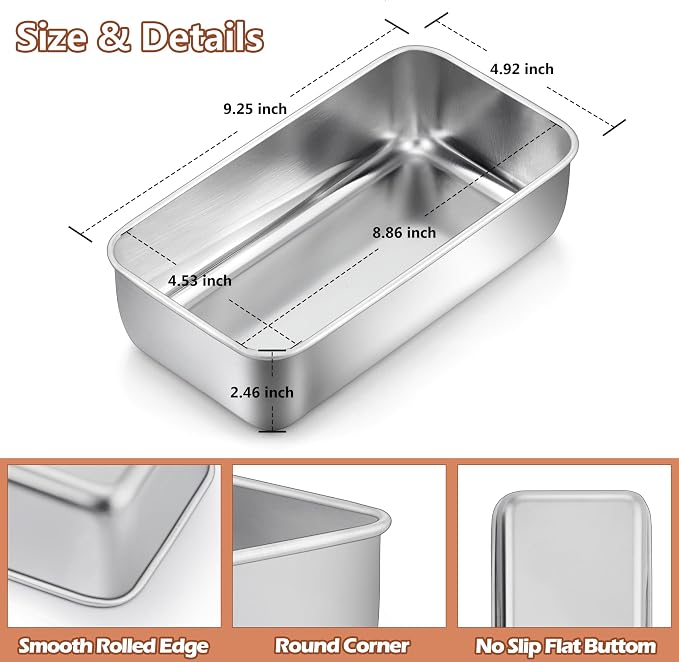 LIANYU 16 Pack 9x5Inch Loaf Pan for Bread Baking, Stainless Steel Bread Pan | 9x5x2.5 Inch Loaf Tins for Homemade Brownies and Pound Cakes, Dishwasher Safe, Bulk Set for Bakery & Commercial Use - Image 2