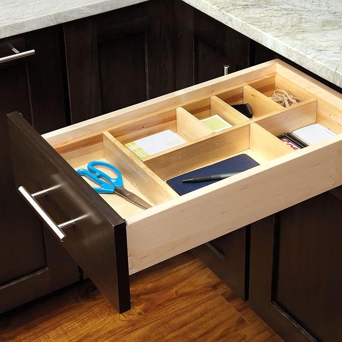 Rev-A-Shelf Customizable Drop-In Kitchen Drawer Organizer Kit for Large Utensils, Knick Knacks, & Cutlery Organization w/Adjusdable Clips, LD-4CT15-1 - Image 2