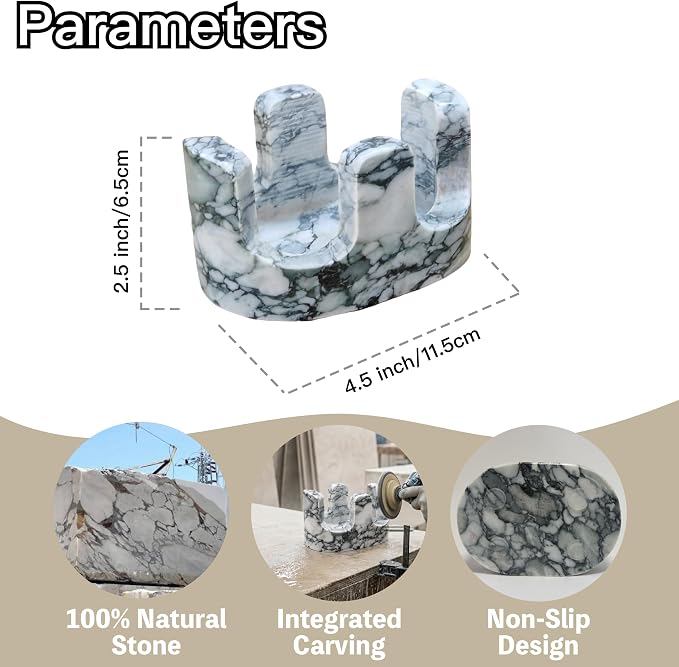 Jade Green Marble Sponge Holder for Kitchen Sink, Dual Slot Stone Caddy - Image 2