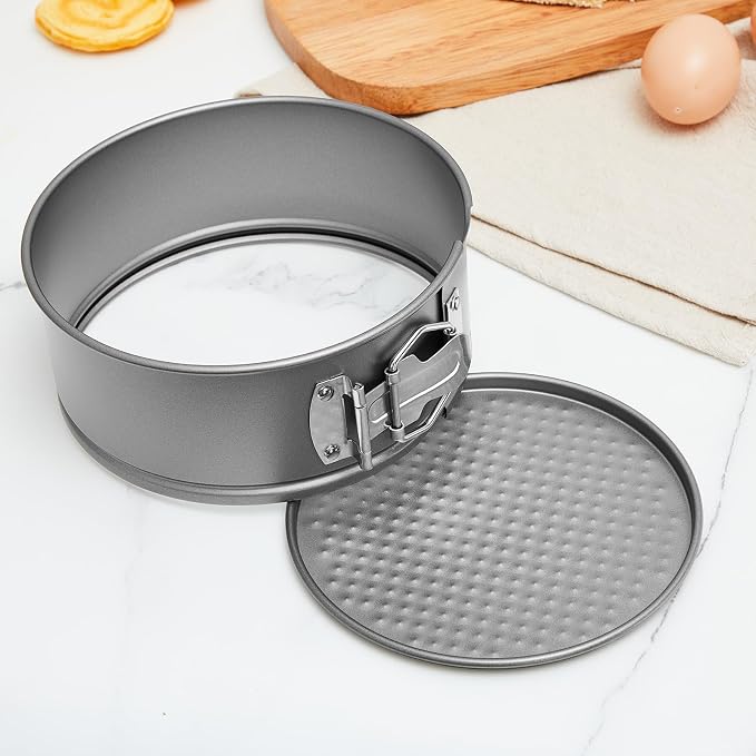 Funnymoom 4 Pcs 6 Inch Non Stick Springform Pan with Removable Bottom Carbon Steel Round Springform Cheesecake Pan with Stainless Steel Spring Buckles for Baking Kitchens Restaurant(Gray) - Image 4