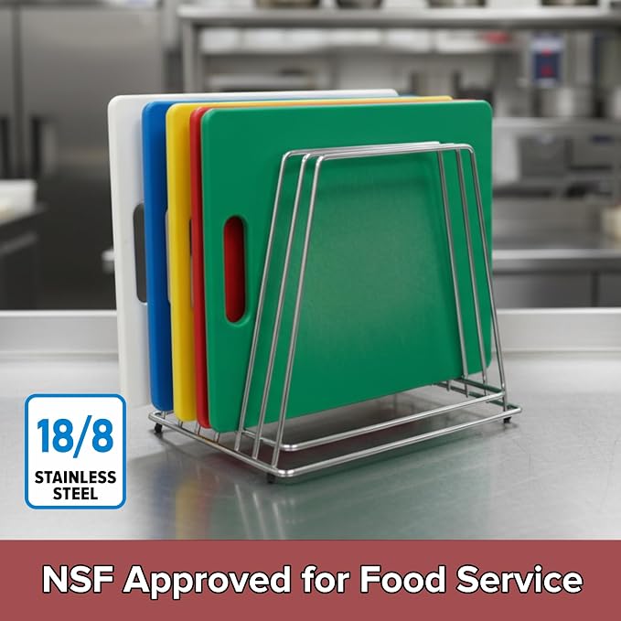 Commercial Cutting Board Rack, Fits 1" Thick Baking Pans and Sheets for Organizer - NSF Stainless Steel, Holds 6 Boards - Image 2