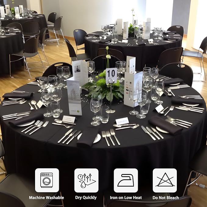8 Packs 108 Inch Black Round Tablecloths - Image 7