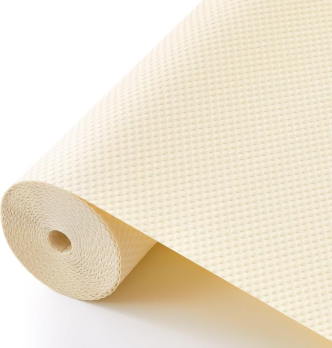 100% EVA Shelf Liner Waterproof Non Adhesive, 24" x 240", Cream by ALIUNI