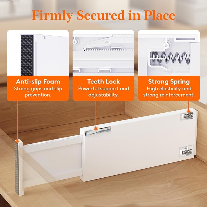 Lifewit 5" Tall Upgrade Drawer Dividers, Adjustable Deep Drawer Organizer | 16 Pack 13.5"-22" Expandable White Drawer Separator for Clothes, Dresser/Kitchen/Closet/Bedroom/Office Organization & Storage - Image 3