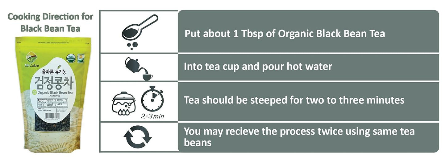 McCabe Organic Black Bean Tea - Roasted Black Beans Tea | USDA and CCOF Certified | Roasted and Packed in USA | 1.75 lbs (28 Oz) Pack of 2
