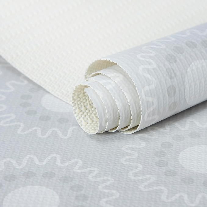 12X120 Inch Shelf Liner for Kitchen Cabinets, PVC Drawer Liner for Dresser Non-Slip Bathroom, Non-Adhesive Cabinet Liner Washable (White Circle)(1 Roll) by FIFTYFEET