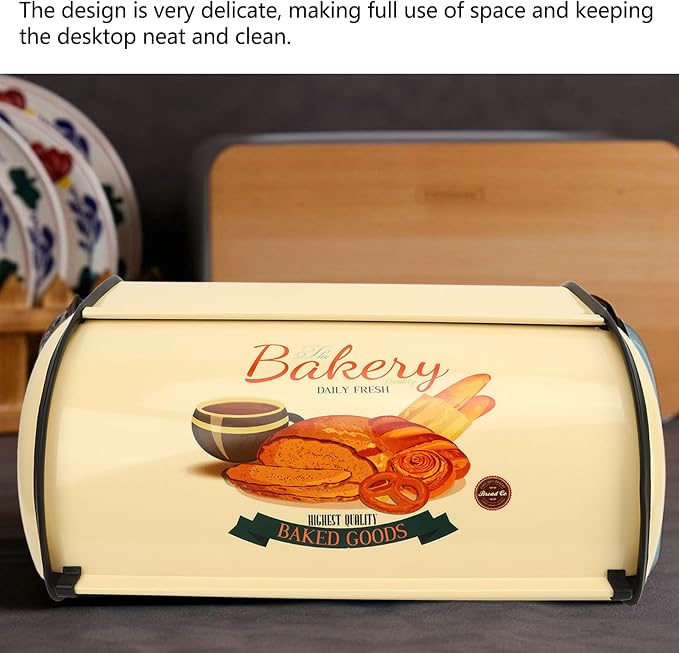 MAVIS LAVEN Metal Bread Box Champagne Color for Kitchen Countertop, Small Drum Type with High Space Utilization and Good Visual Effect - Image 7