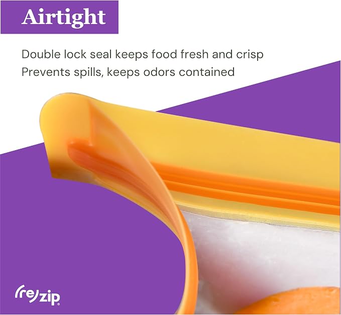 (re) zip Reusable Half Gallon Freezer Food Storage Bags, Leakproof, 4-Pack | Food-grade, BPA-free, airtight. Holds 64 oz - perfect for lunch meat, cheese, deli & freezer prep, stays fresher. - Image 3