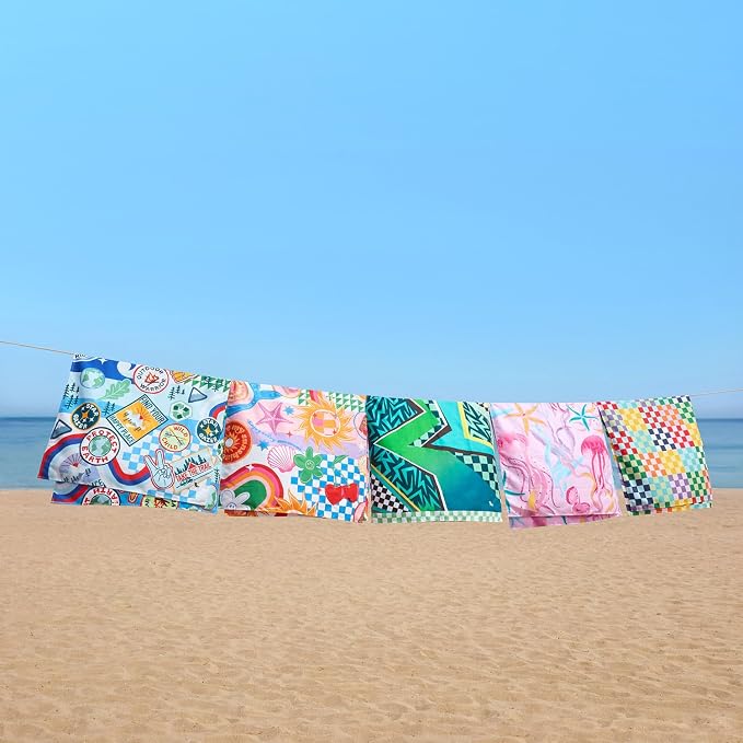Dock & Bay Kid's Towel - Quick Dry, Sand Free - Compact, Lightweight - 100% Recycled - Includes Bag - Check Me Out - Large (160x90cm, 63x35) - Image 3