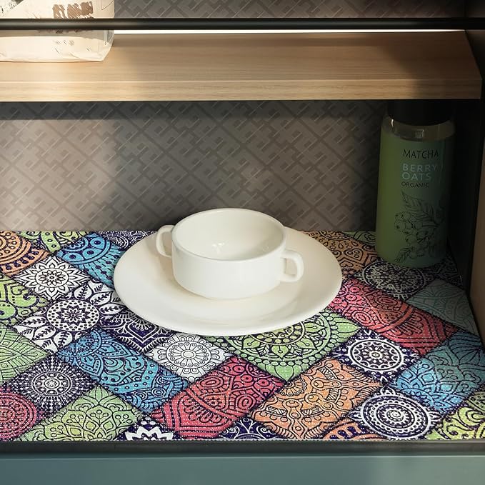 Quttisay Boho Kitchen Shelf Liner Non Adhesive Drawer Liners 12in x 10ft - Image 5