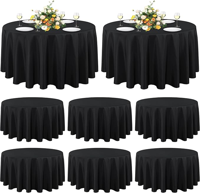 sancua 90 Inch Round Tablecloth Black, 8 Pack by sancua