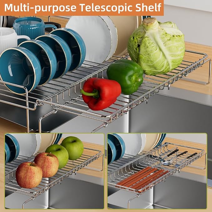 Dish Drying Rack Stainless Steel Expandable Large - Image 9
