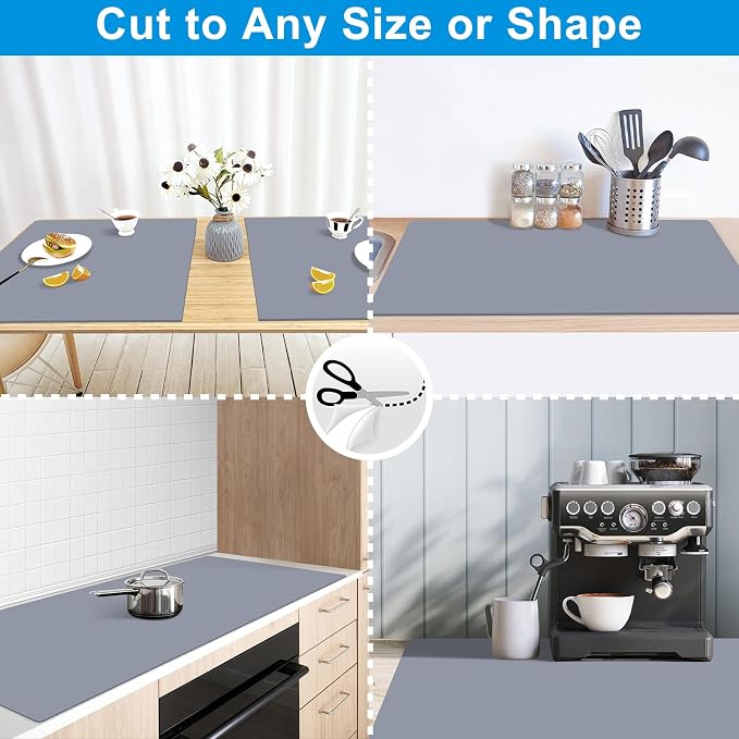 AECHY Extra Large Silicone Mat 78.74”x19.69”x0.08”, Multipurpose Silicone Mat Thick Heat Resistant Mat Shipped Rolled Up Kitchen Counter Mat Waterproof Silicone Mats for Kitchen Counter Dark Gray | Thick Nonslip Silicone Counter Mat, Waterproof Kitchen... - Image 4