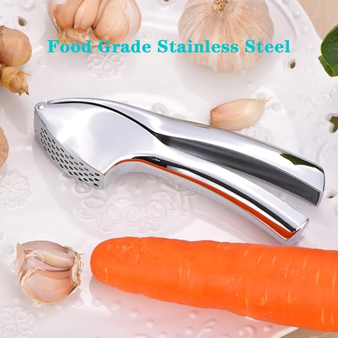Garlic Press, Stainless Steel Mincer and Crusher with Garlic Rocker, Professional Grade, Dishwasher Safe, RustProof Premium Metal Garlic Press – Easy Squeezing - Image 8