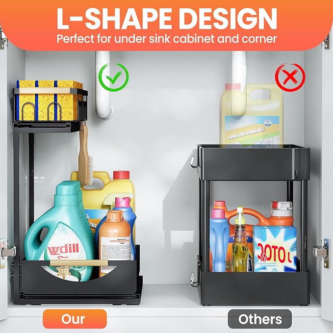 Under Sink Organizer and Storage for Bathroom and Kitchen - 2 Pack 2 Tier - Image 4