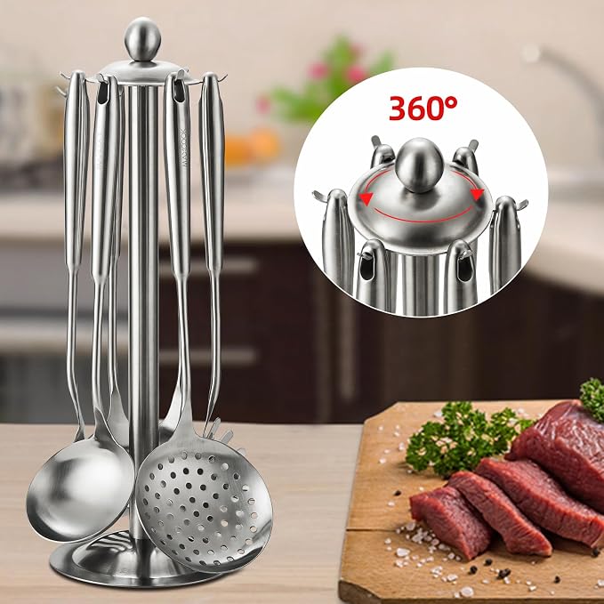 18/8 Stainless Steel Cooking Utensils set, 7 Pcs, Dishwasher Safe - Image 5