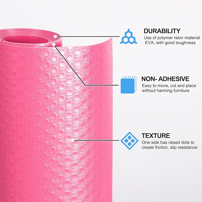 Bloss Pink Shelf Liners 17.7" x 78.7", Under Sink Mat, Non Adhesive EVA Drawer Liners for Bathroom, Kitchen, Desks, Decor Shelves - Image 5