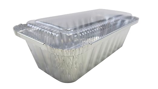 KitchenDance Colored 2lb. Disposable Loaf Pans - Foil Loaf Pans for Baking Breads, Cakes, Cobblers and More - Oven and Freezer Safe - Secure Plastic Lids for Storage and Transport - 1850 (25, Silver) by KitchenDance