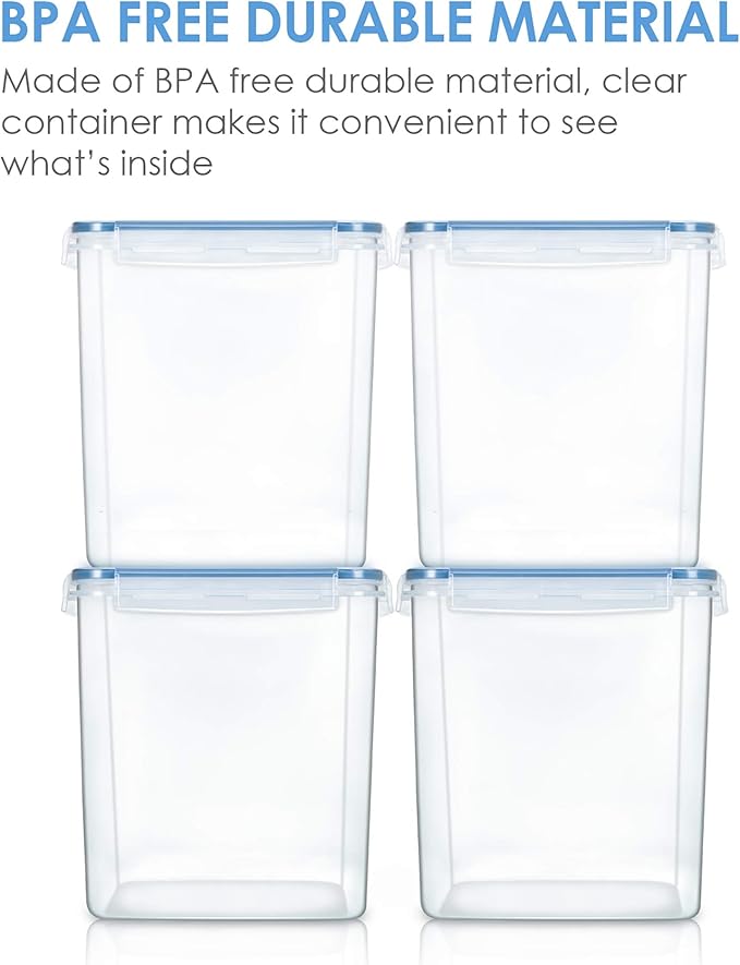 Vtopmart 2.5L / 84.5oz Food Storage Containers, 4 PCS, Blue | Airtight Seal, BPA Free, Food Grade Material, Dishwasher Safe (Not Lids) - Image 6