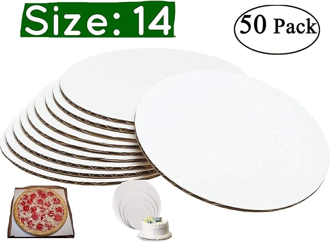 (Pack of 50) 14 inch cake board round cake circles 14 inch cardboard base pizza cardboard rounds boards circle white bulk - Image 3