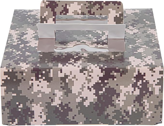 Restaurantware-Cater Tek 9 x 9 x 3.5 Inch Cake Boxes, 50 Take Out Containers - Display Window, Pop-Up Handles, Camouflage Paper Pastry Boxes, Grease Impermeable, Shipped Flat - Image 16